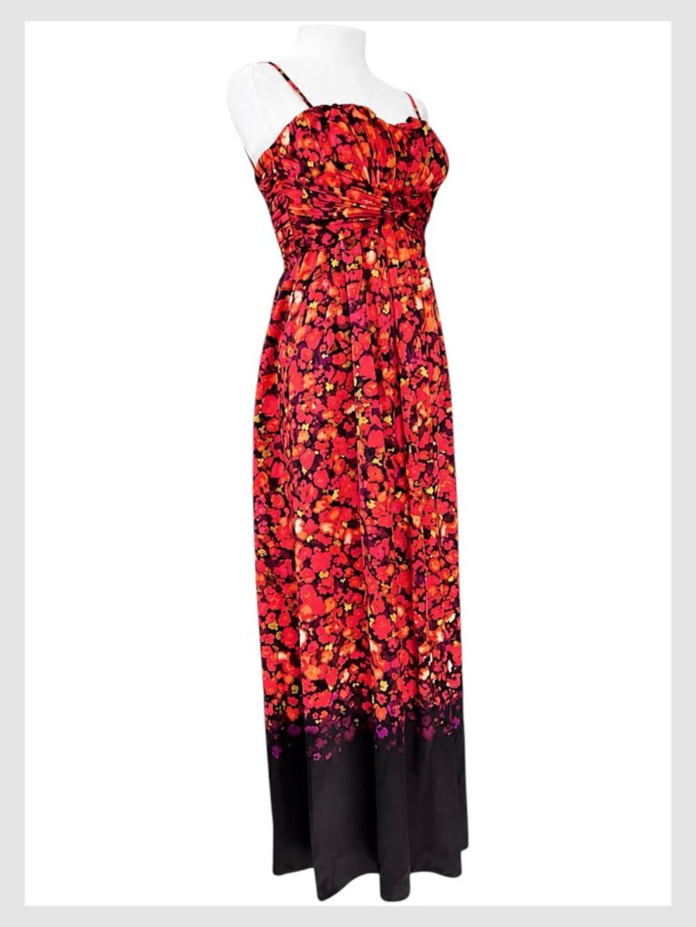 Jessica Simpson Maxi Dress Red Black Floral Corset S 6 - Picture 4 of 8